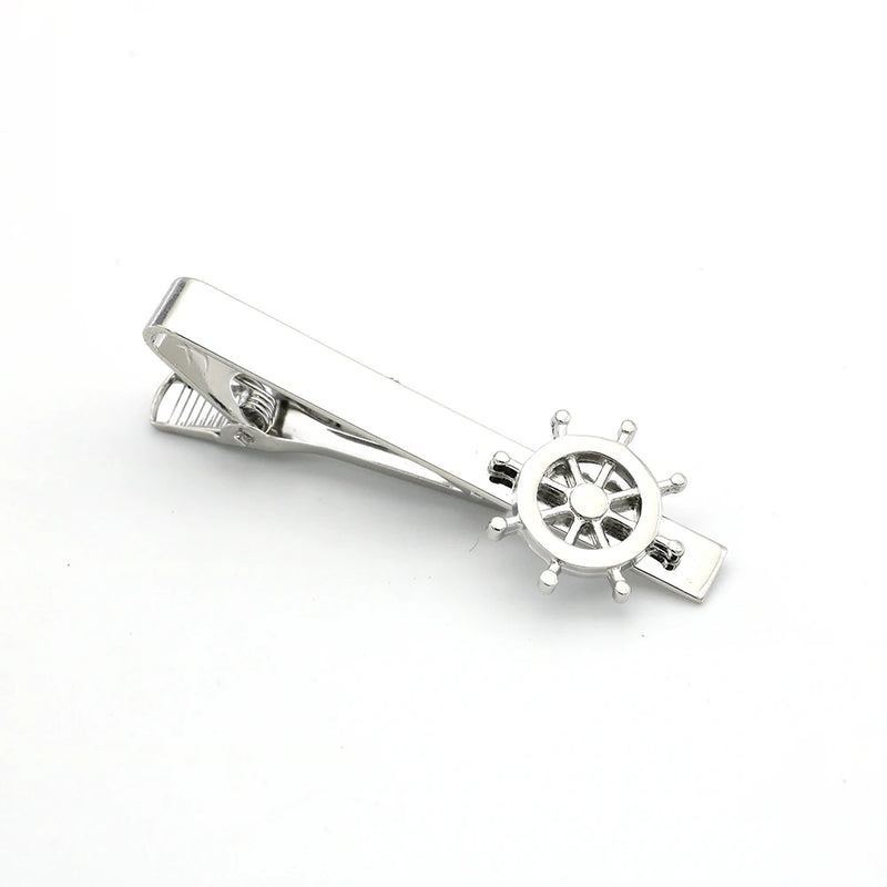 Brass Rudder Tie Clip Silver Tie Pin