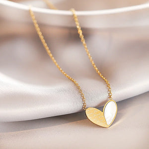 Shell Splicing Heart Pendant Earrings