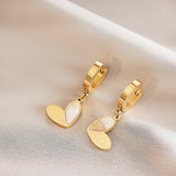 Shell Splicing Heart Pendant Earrings