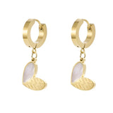 Shell Splicing Heart Pendant Earrings