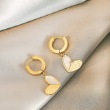 Shell Splicing Heart Pendant Earrings