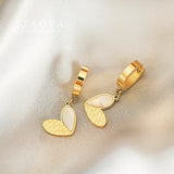 Shell Splicing Heart Pendant Earrings