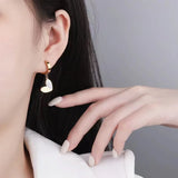 Shell Splicing Heart Pendant Earrings