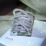Wide Twisted Ring with Zircon Statement CZ Jewelry