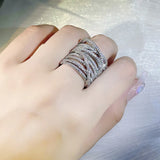 Wide Twisted Ring with Zircon Statement CZ Jewelry