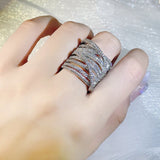 Wide Twisted Ring with Zircon Statement CZ Jewelry