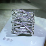 Wide Twisted Ring with Zircon Statement CZ Jewelry