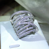 Wide Twisted Ring with Zircon Statement CZ Jewelry