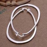 Women's Silver Plated Flat U Creole Earrings
