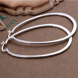 Women's Silver Plated Flat U Creole Earrings