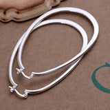 Women's Silver Plated Flat U Creole Earrings