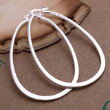Women's Silver Plated Flat U Creole Earrings