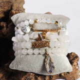 Druzy Charm 5pc Stack Bracelets Set - Women Gift