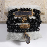 Druzy Charm 5pc Stack Bracelets Set - Women Gift