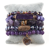 Druzy Charm 5pc Stack Bracelets Set - Women Gift