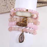 Druzy Charm 5pc Stack Bracelets Set - Women Gift