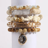 Druzy Charm 5pc Stack Bracelets Set - Women Gift