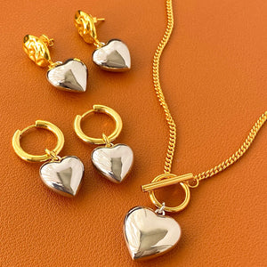 Silver Peach Heart Earrings Runway Bijoux Goth