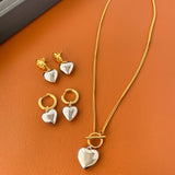 Silver Peach Heart Earrings Runway Bijoux Goth
