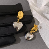 Silver Peach Heart Earrings Runway Bijoux Goth