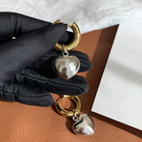 Silver Peach Heart Earrings Runway Bijoux Goth