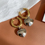 Silver Peach Heart Earrings Runway Bijoux Goth