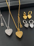 Heart Silver Chains Earring Necklace Set for Woman