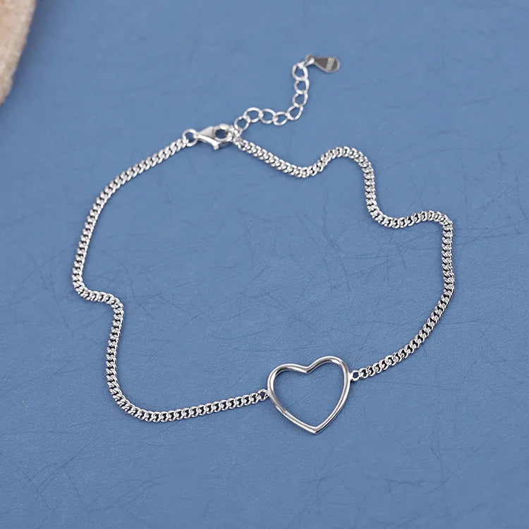 925 Sterling Silver Women Love Ankle Bracelet