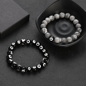 Devil's Eye Beaded Bracelet Map Stone Evil Eye Charm Jewelry
