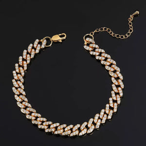 Diamond Anklet Plated Crystal Cuban Anklets Cuban Link Foot Jewelry
