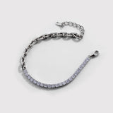 925 Silver Tennis Bracelet Adjustable Chain Bangle