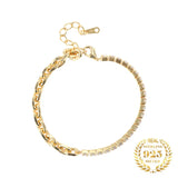 925 Silver Tennis Bracelet Adjustable Chain Bangle