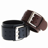 Double Belt Leather Wrist Rock Bracelet for Men Buckle Vintage Punk Jewelry