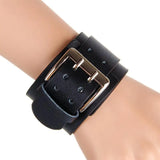 Double Belt Leather Wrist Rock Bracelet for Men Buckle Vintage Punk Jewelry