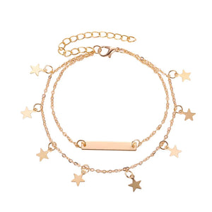 Women's Silver Star Tassel Anklet Vintage Foot Jewelry