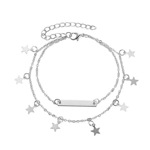 Women's Silver Star Tassel Anklet Vintage Foot Jewelry
