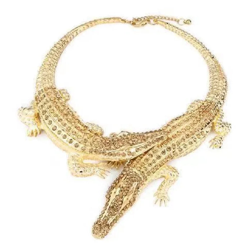 Double Crocodile Necklace Reptile Jewelry