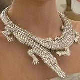 Double Crocodile Necklace Reptile Jewelry
