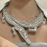 Double Crocodile Necklace Reptile Jewelry