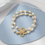 Double Layer Bowknot Pearl Bracelet Fine Jewelry Gift