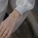 Double Layer Bowknot Pearl Bracelet Fine Jewelry Gift
