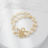 Double Layer Bowknot Pearl Bracelet Fine Jewelry Gift