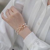 Double Layer Bowknot Pearl Bracelet Fine Jewelry Gift