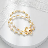 Double Layer Bowknot Pearl Bracelet Fine Jewelry Gift