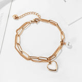Double Layer Bracelet Stainless Steel Pearl Jewelry
