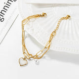 Double Layer Bracelet Stainless Steel Pearl Jewelry