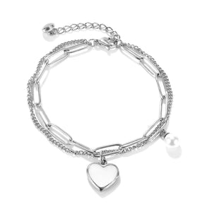 Double Layer Bracelet Stainless Steel Pearl Jewelry