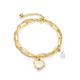 Double Layer Bracelet Stainless Steel Pearl Jewelry