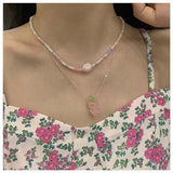 Double Layer Heart Grape Necklace Vintage Party Gift Jewelry
