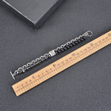 Double Layer Stone Beads Bracelet Men Map Stone Stainless Steel Chain Hematite